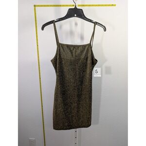 Five Below Gold Shimmer Metallic Mini Dress‎ Womens Medium Black Sparkle Bodycon